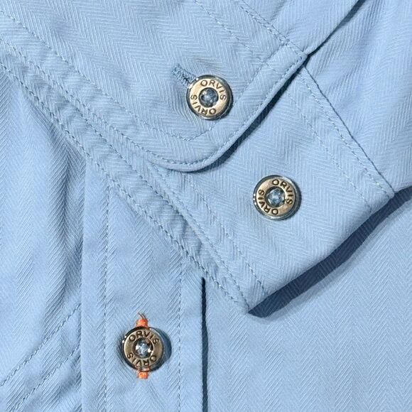 Orvis Men’s Long Sleeve Vented Fishing Camp Shirt Blue Polyamide Size L (A7) - Picture 7 of 12